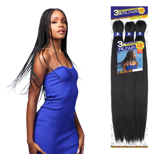 Sensationnel Ruwa prestretched braiding hair - 3x 48 inch water repellent kanekalon fast dry synthetic sports itch free (1 pack, NPURPLE)