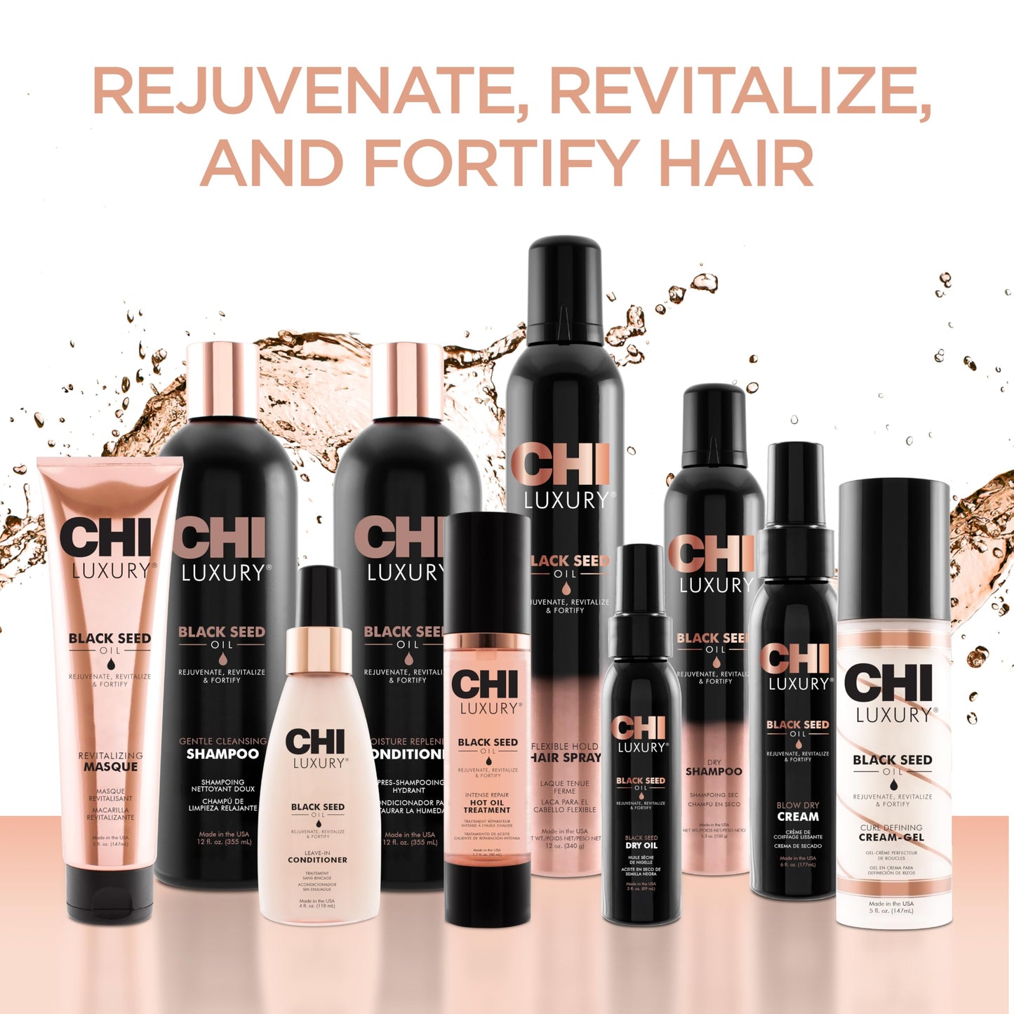 CHI Luxury Black Seed Oil Flexible Hold Hairspray, Adds Hair Texture & Volume, Natural Hold, Sulfate, Paraben & Gluten-Free, 10 Oz