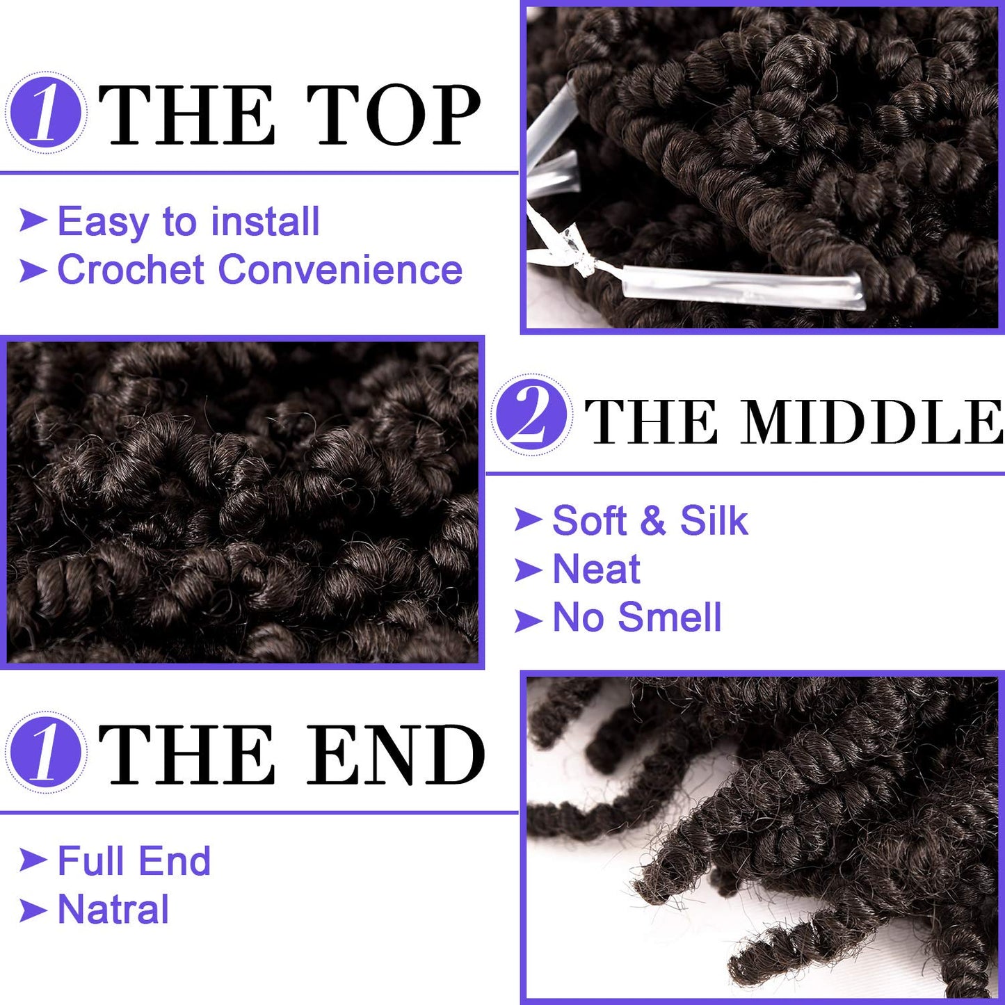 3 Packs Short Curly Spring Pre-twisted Braids Synthetic Crochet Hair Extensions 10 inch 15 strands/pack Ombre Crochet Twist Braids Fiber Fluffy Curly Twist Braiding Hair Bulk (10“ (pack of 3), 4#)