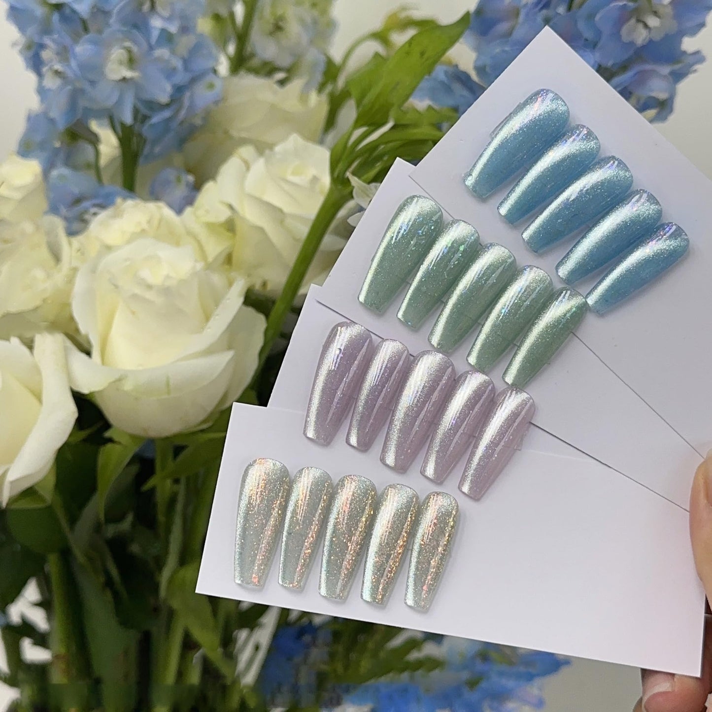 ADHERE 12ML Cat Eye Gel Polish Set, 4 Colors Holographic Glitter With Magnet, Soak Off LED Kit for Nail Art Manicure Salon DIY Gifts