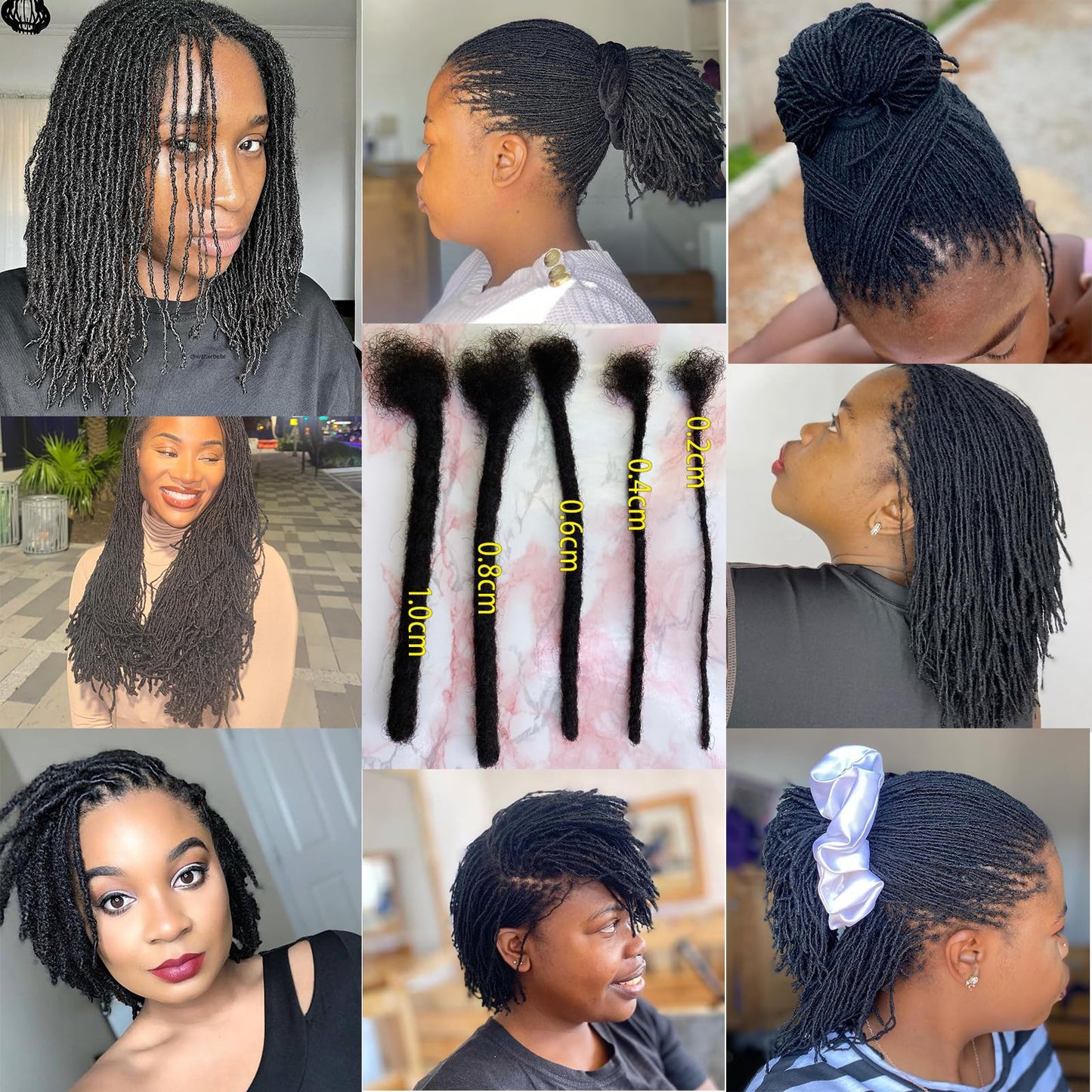 Loceast 6 Inch 0.2cm Width Loc Extension Human Hair Natural Black 100 Strands Full Hand-made Permanent Locs Extensions Can Be Dyed and Bleached for Men/Women/Kids Real Dreadlock Extensions Human Hair