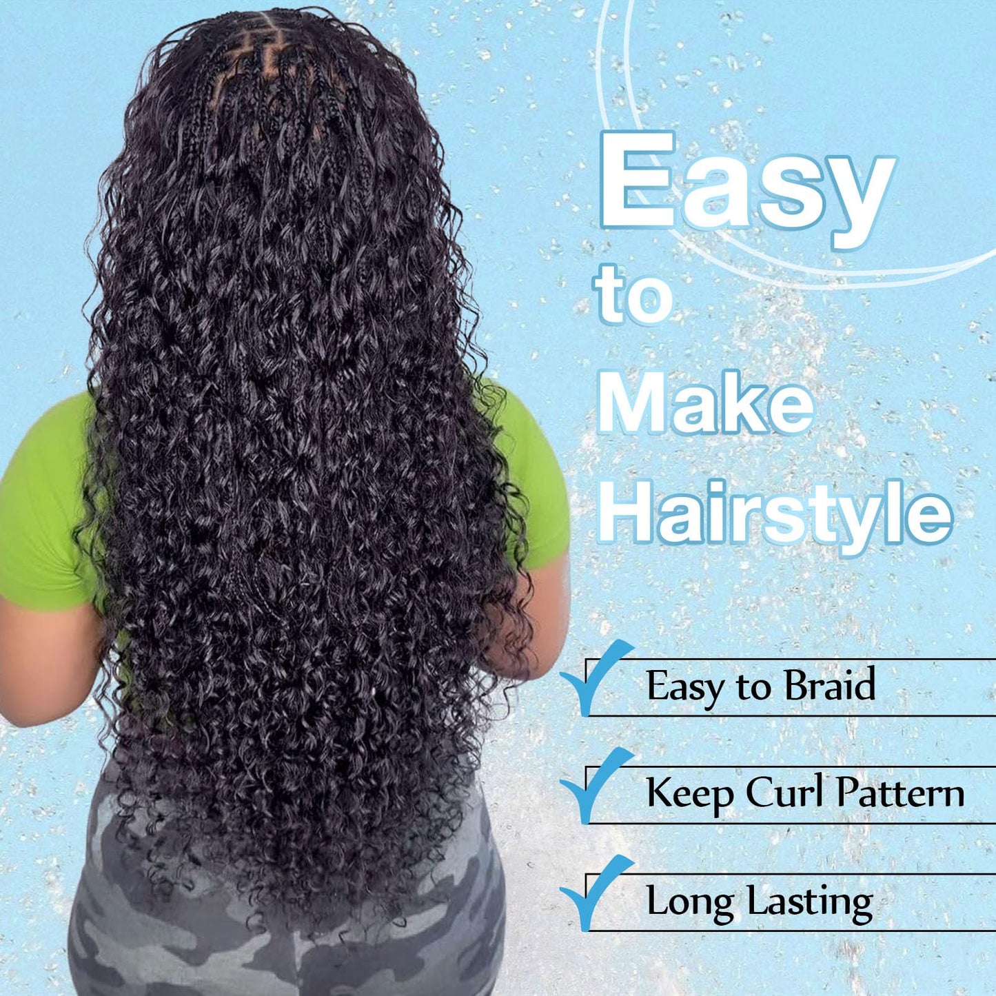 Eacia 28 Inch Deep Wave Bulk Braiding Hair for Boho Braids 2 Bundles 200g Natural Black Curly Braiding Hair for Micro Twist No Weft Wet and Wavy Braiding Hair Extensions (#1B,100g/bundle)