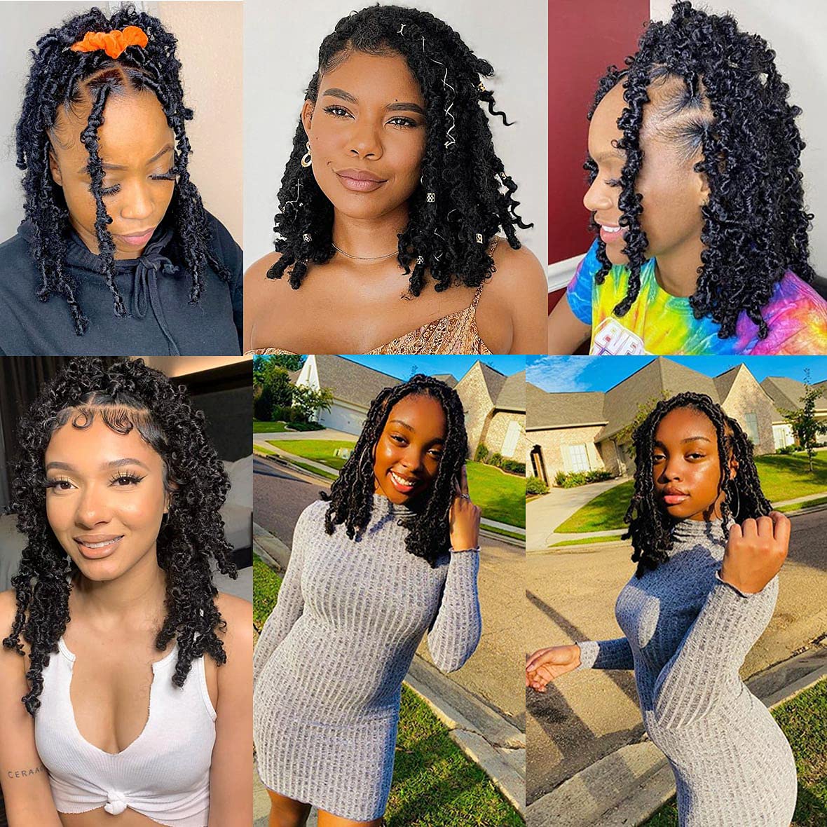 24 Inch Long Pre-Separated Springy Afro Twist Hair 8 Packs Spring Twist Hair For Distressed Soft Locs Natural Black Marley Twist Braiding Hair Synthetic Hair Extension For Women (8 Strands/Pack,1B#)