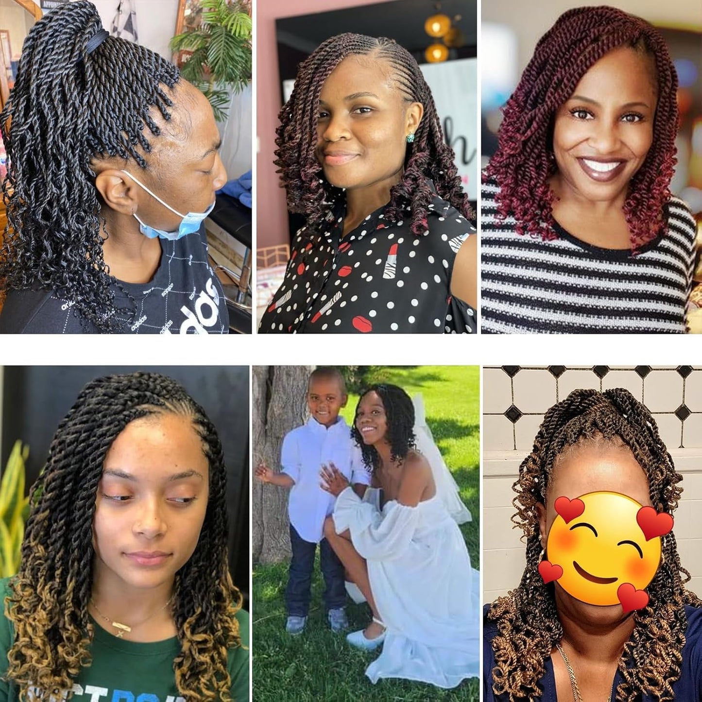 Wavy Senegalese Twist Crochet Hair For Black Women 8 Inch 10 Packs Senegalese Twist Braiding Hair Crochet Twists Pre Looped Twist Crochet Hair Curly Crochet Twist Hair With Curly Ends(1B/Gray)