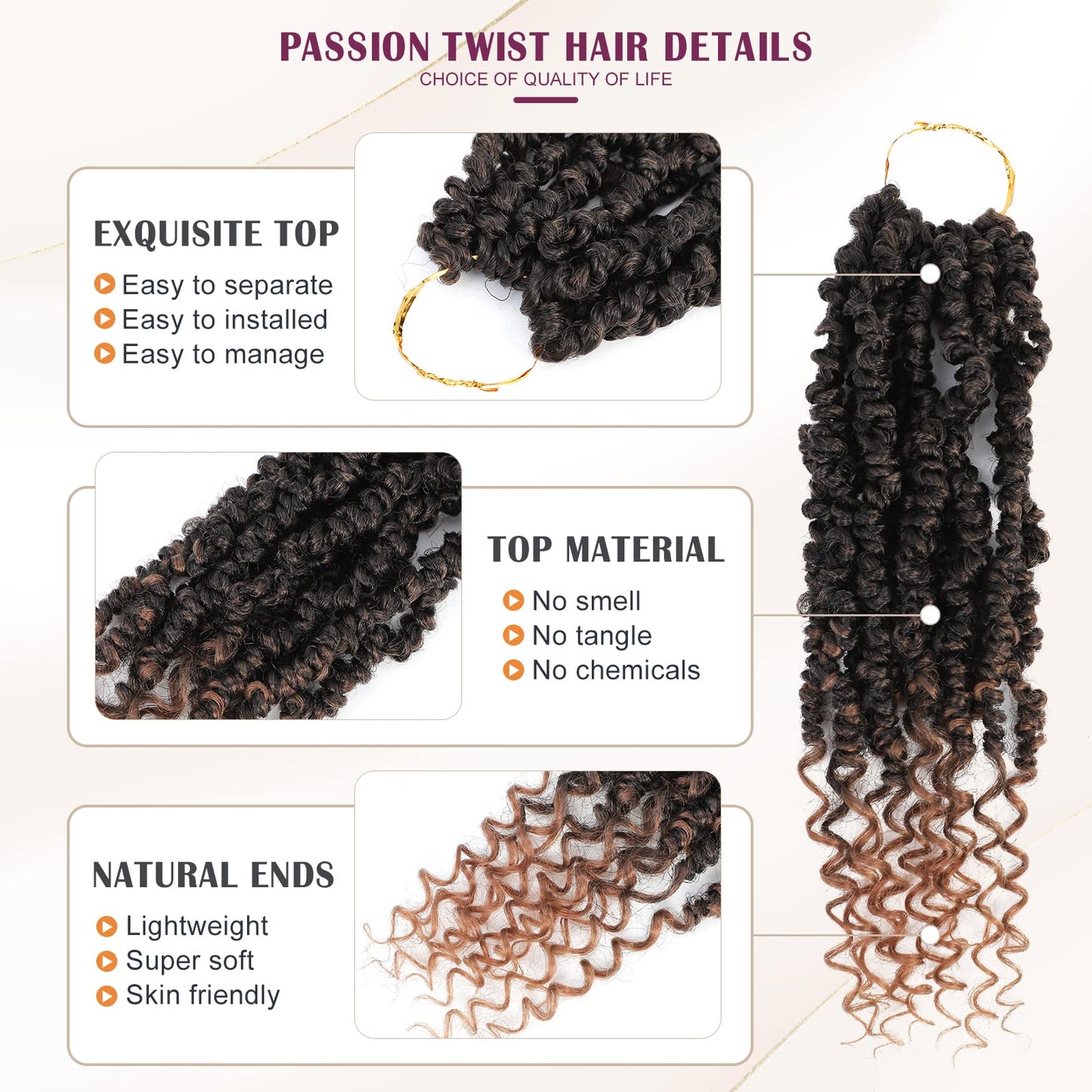 Passion Twist Crochet Hair, Pretwisted Passion Crochet Hair 12 Inch, Passion Twist Crochet Hair 8 Packs Prelooped Passion Twist Hair, Short Pre Looped Crochet Hair for Black Women(1B/30)