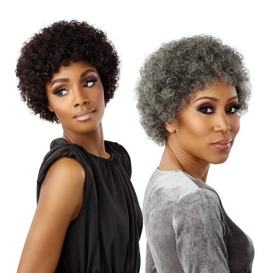 Sensationnel Empire Human Hair Wig - Salt And Pepper Bliss Contouring Mesh Cap Heat Safe (F1B/30)