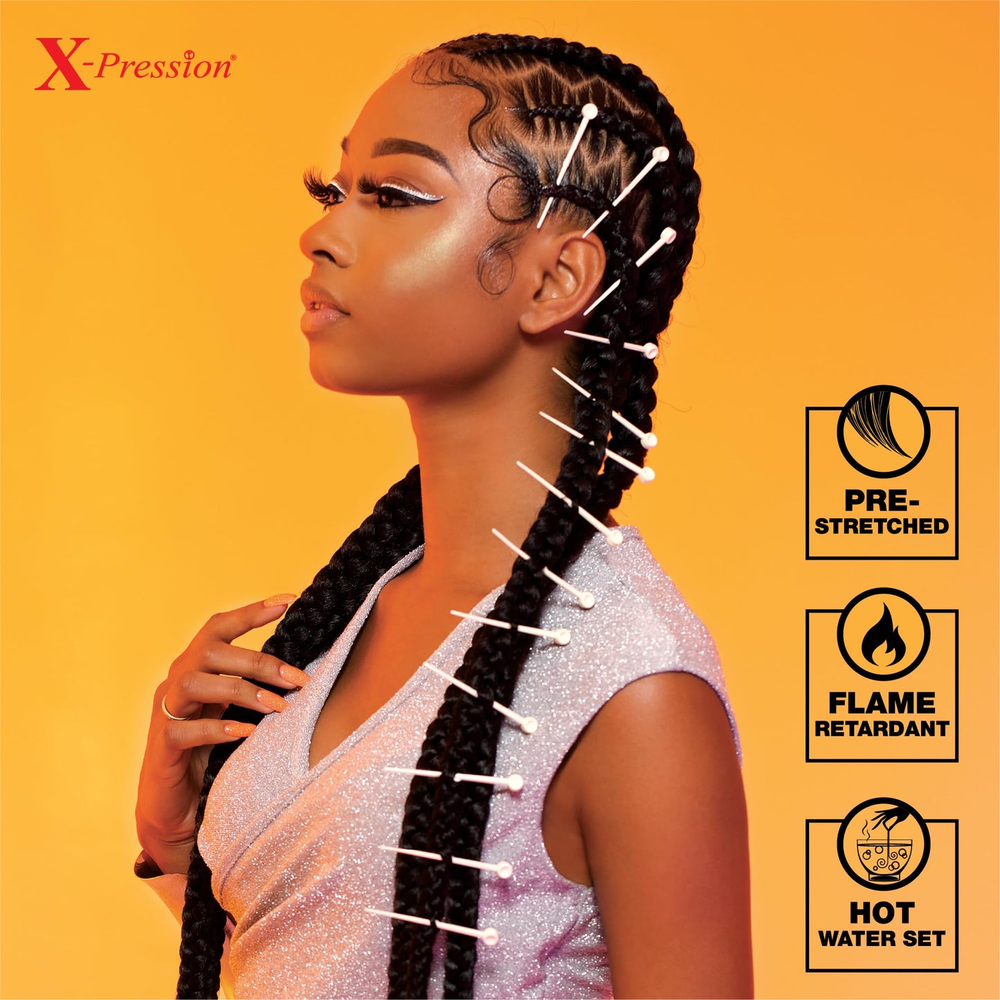 Sensationnel X-pression prestretched braiding hair - 3x braid 58 inch all kanekalon flame retardant synthetic braid for box braids and twists (1 pack, 613/BLUSHPINK/NPINK)