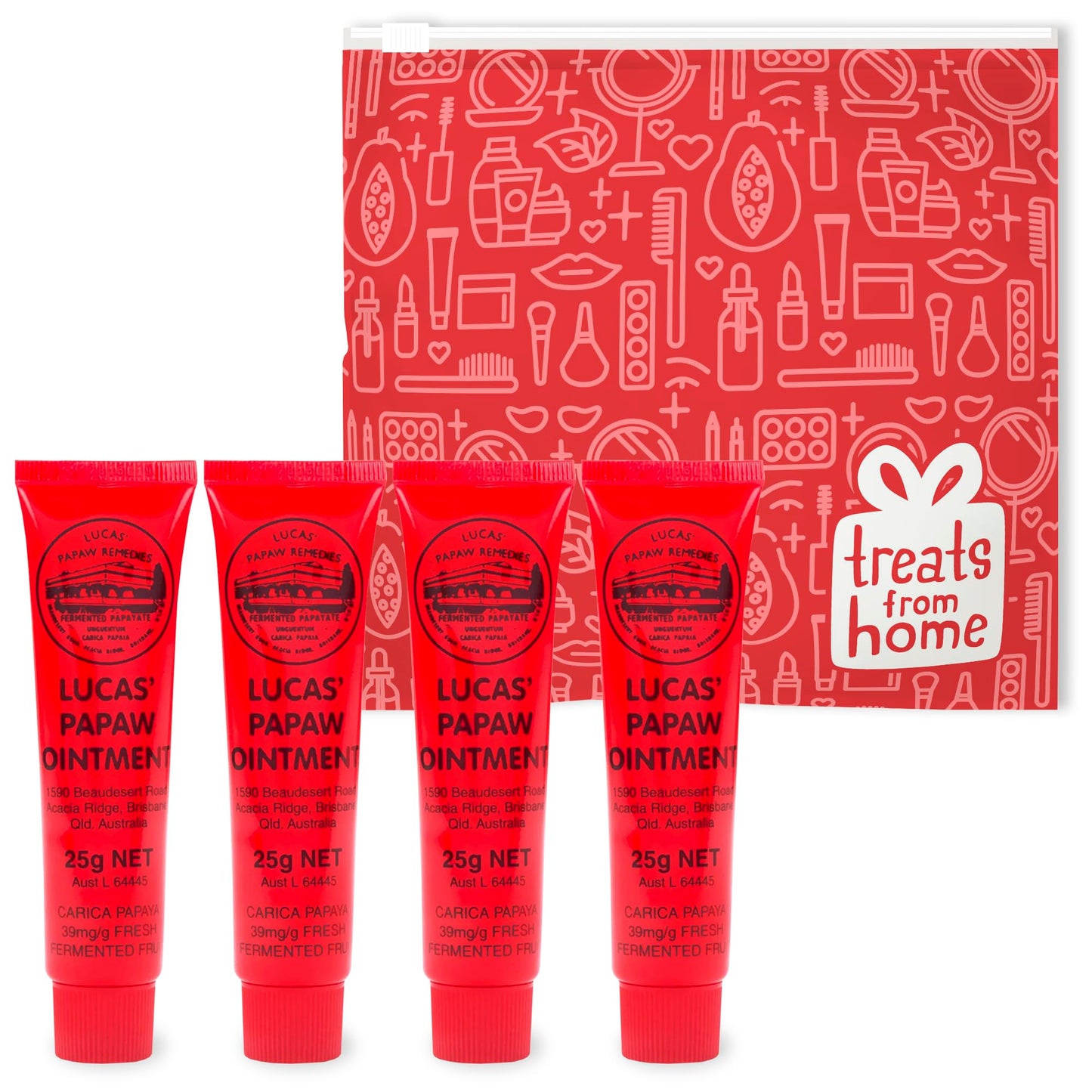 Lucas Pawpaw Lip Ointment, Lucas Pawpaw Cream, Lucas Pawpaw Ointment for Lips & Dry Skin (4x25g)