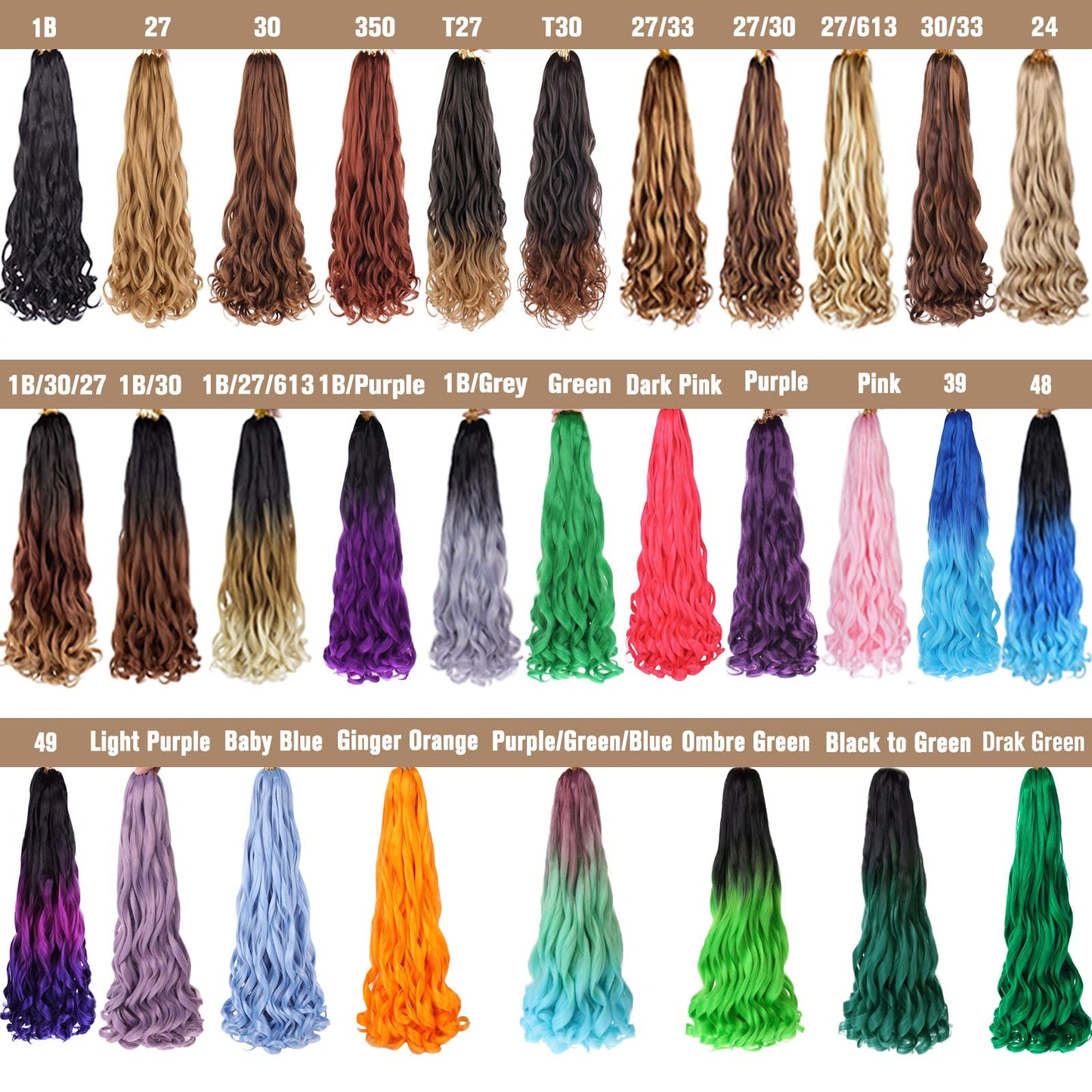 COOKOO 22 Inch French Braids Hair 9 PCS Long Curly Braiding Hair Bouncy Loose Wavy Braiding Hair Pre Stretched Spanish Curls Braiding Hair for French Curl Crochet Braids(Light Purple)