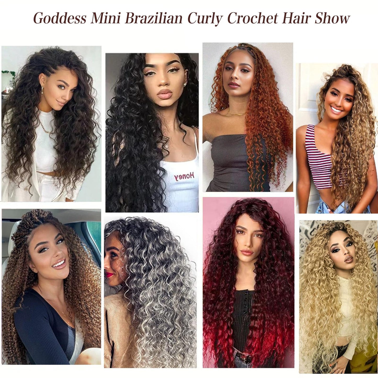 Xtrend Honey Brown Pre Looped Micro Brazilian Kinky Curly Crochet Hair 24 Inch 8 Packs Micro Curly Braiding Hair Extensions Synthetic Deep Wave For Mini Senegalese Twist Hair (30 Strands/Pack, 30#)