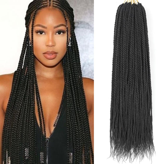 ZRQ Senegalese Twist Crochet Hair For Black Women 24 Inch Long PreTwisted Crochet Hair 25 Strands Pre Looped Crochet Braids 8 Packs Crochet Twist Hair
