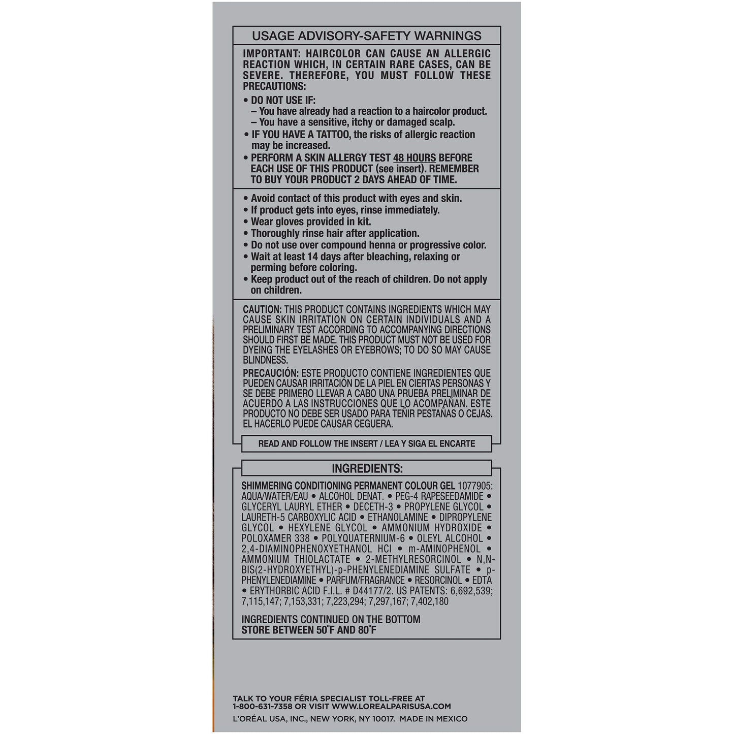 L'Oreal Paris Feria Multi-Faceted Shimmering Permanent Hair Color, 50 Havana Brown (Medium Brown), 1 kit, (Pack of 10)