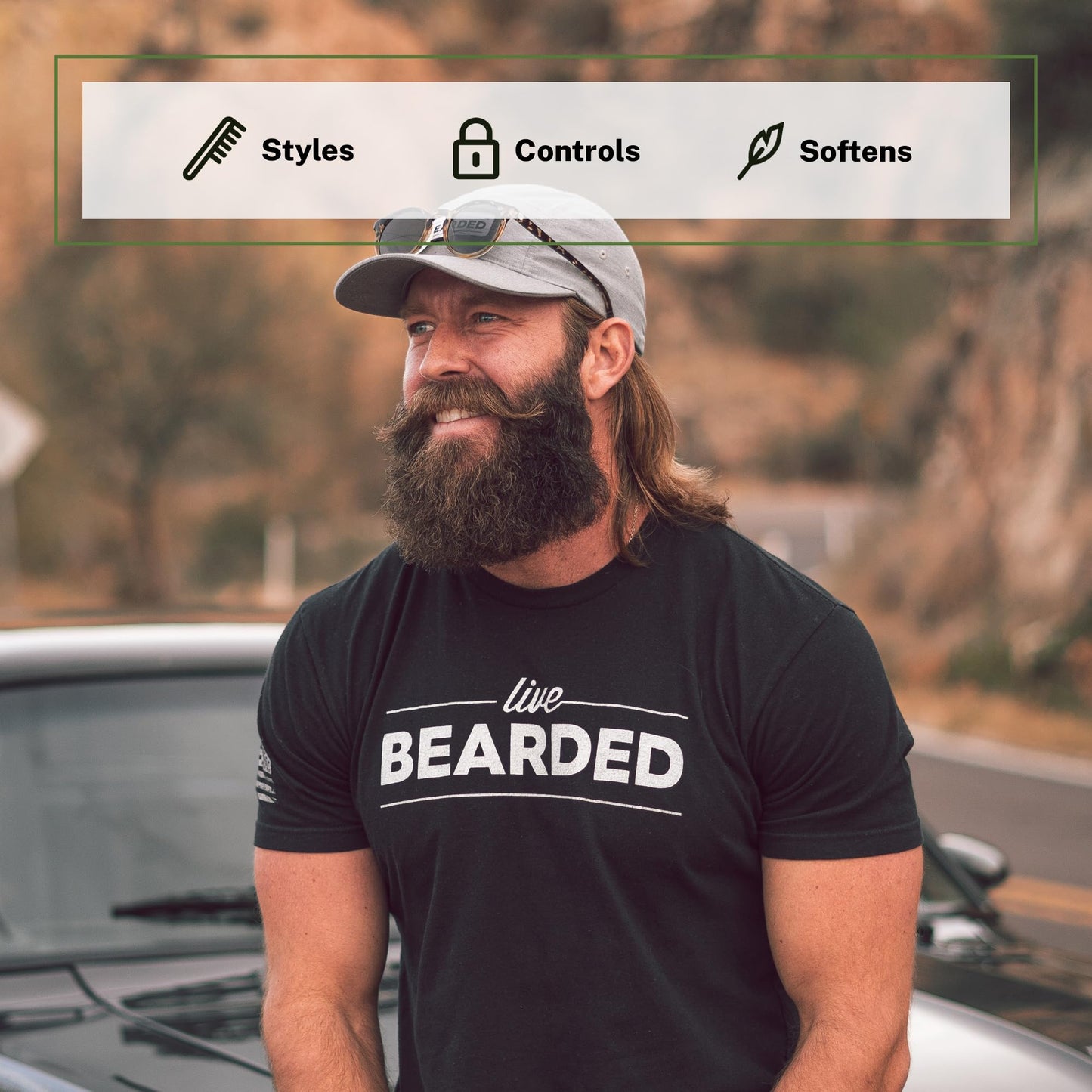 Live Bearded Beard Butter, 3 fl oz - Made in the USA - All-Natural Leave-in Conditioner and Softener with Shea | Executive Scent - Cedar, Vanilla