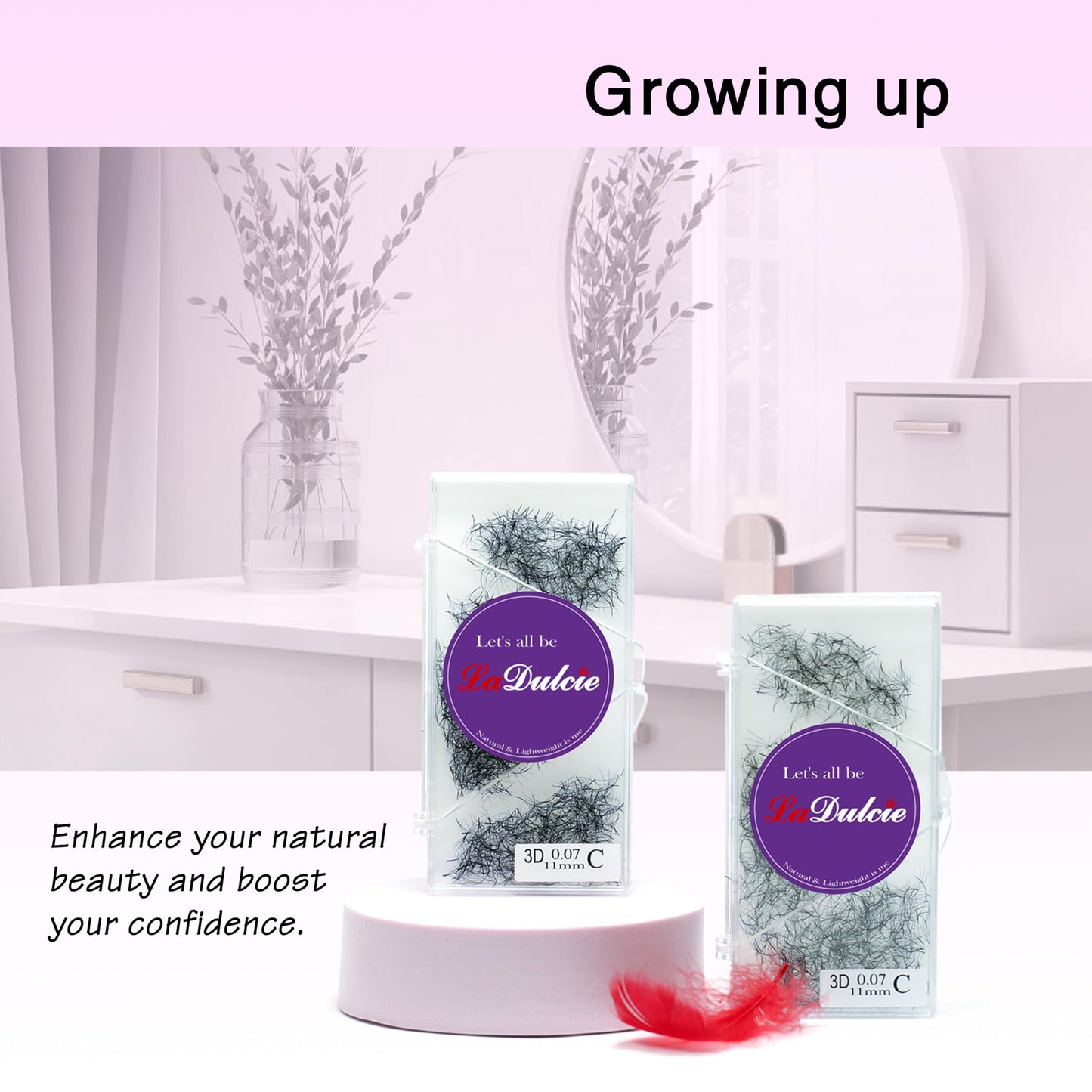 LaDulcie 1000 fans/box. Loose fans handmade pre fans volume eyelash, 0.07, thickness, soft, from VietNam (4D D 14mm)