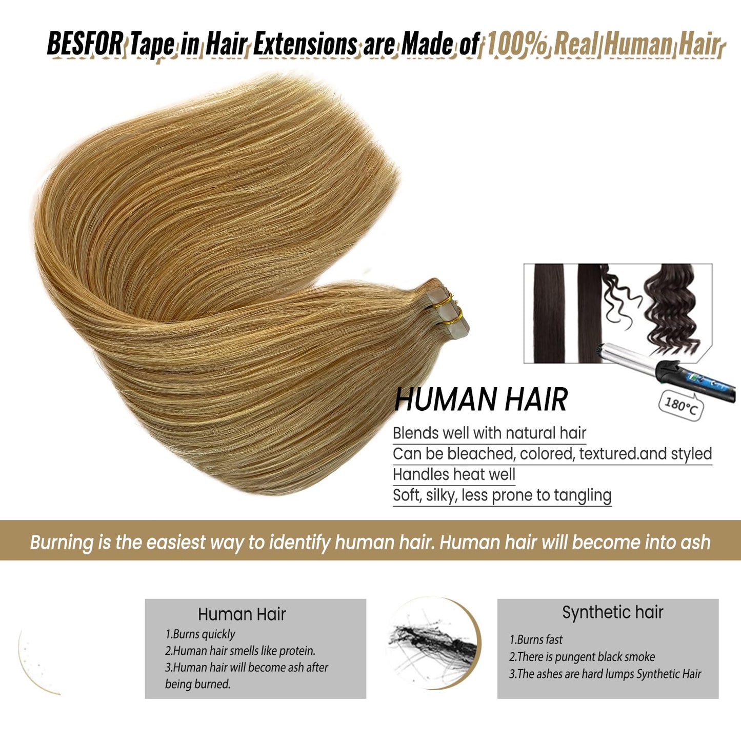 Tape in Hair Extensions Human Hair Double Sided Honey Blonde Invisible Tape in Hair Extensions 20" Seamless Tape ins 20pcs 60g Tape on Real Human Hair Extensions Thick Ends
