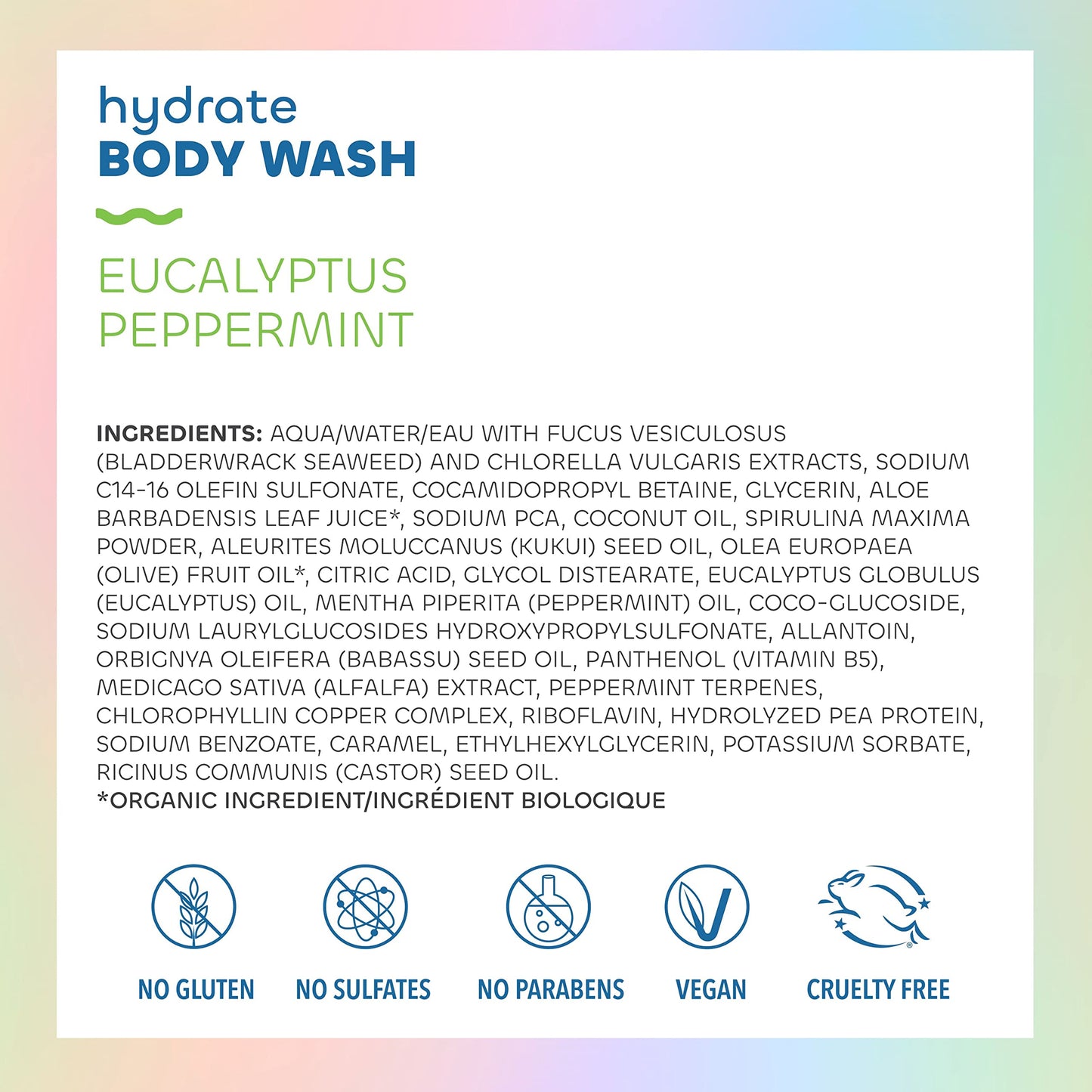 Seaweed Bath Co. Body Wash and Body Cream Duo, 12 Ounce, 6 Ounce, Eucalyptus Peppermint Scent, Sustainably Harvested Seaweed