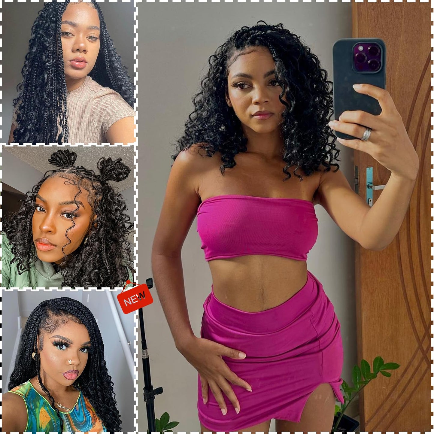 8 Packs Crochet Box Braids- Boho Box Braids Crochet Braids Hair 10 Inch Bohomian Box Braid Crochet Hair Synthetic Braiding Hair Goddess Box Braids Crochet Hair for Black Women (1B)