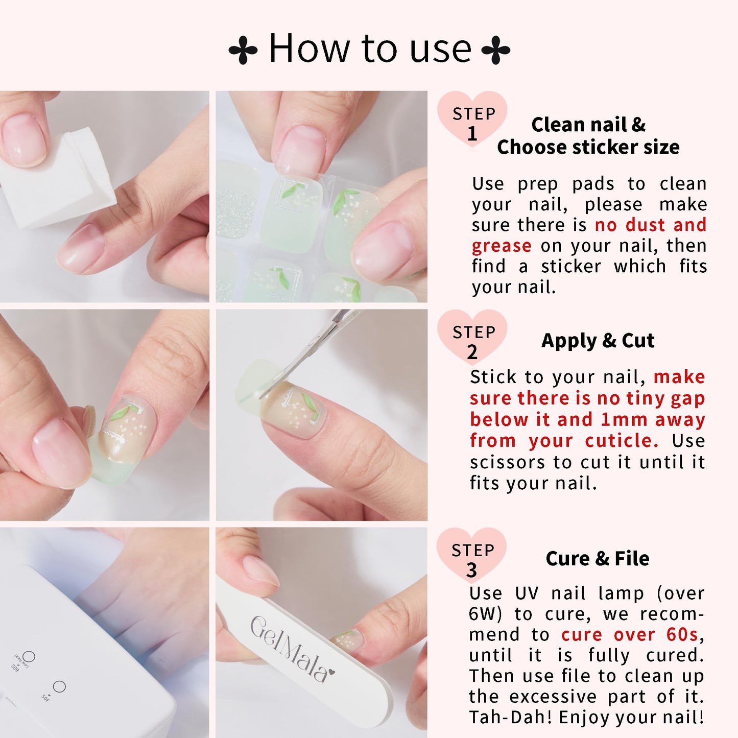 GelMala Gel Nail Strips Floral French Tip Fall Nail Art Design, Long Lasting, Easy to Apply&Remove - Gel Strips French Nail Wraps, Easy for Beginners (Elegant Autumn)