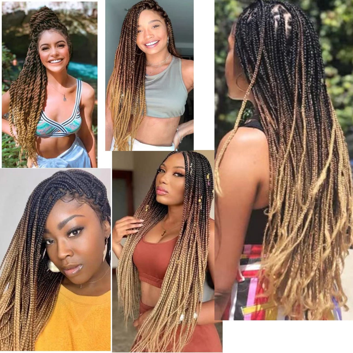 RUN SHUI Ombre Pre stretched Braiding Hair, 36 inches Braid Hair Extensions, 8 packs Multi Color blend braiding hair pre-stretched, Crochet Hair Braiding(36''-8packs, 1b/30/27)