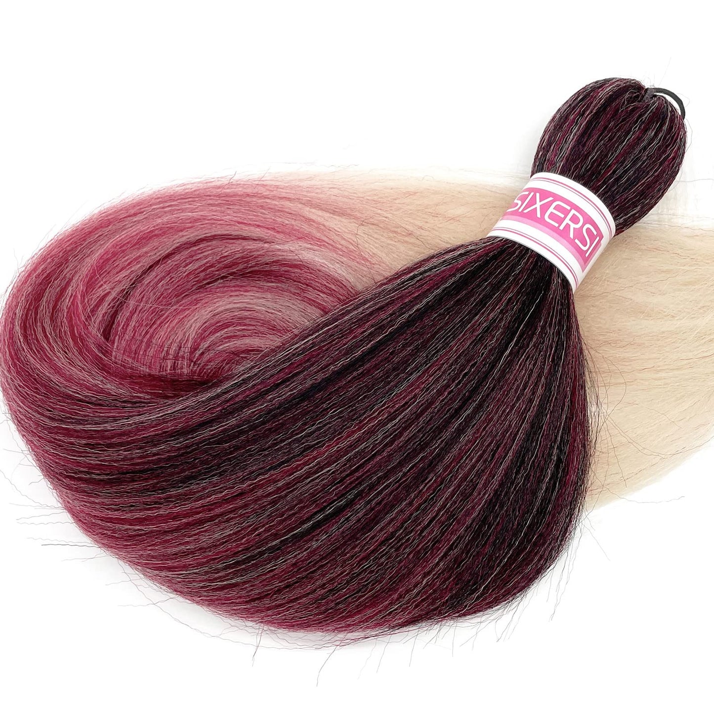 1B Burgundy Blonde Ombre Braiding Hair Pre Stretched 26 inch 3 Packs Pre Stretched Braiding Hair Ombre Synthetic Hair for Braiding Itch Free Crochet Box Braids Yaki Micro Braiding Hair Extensions