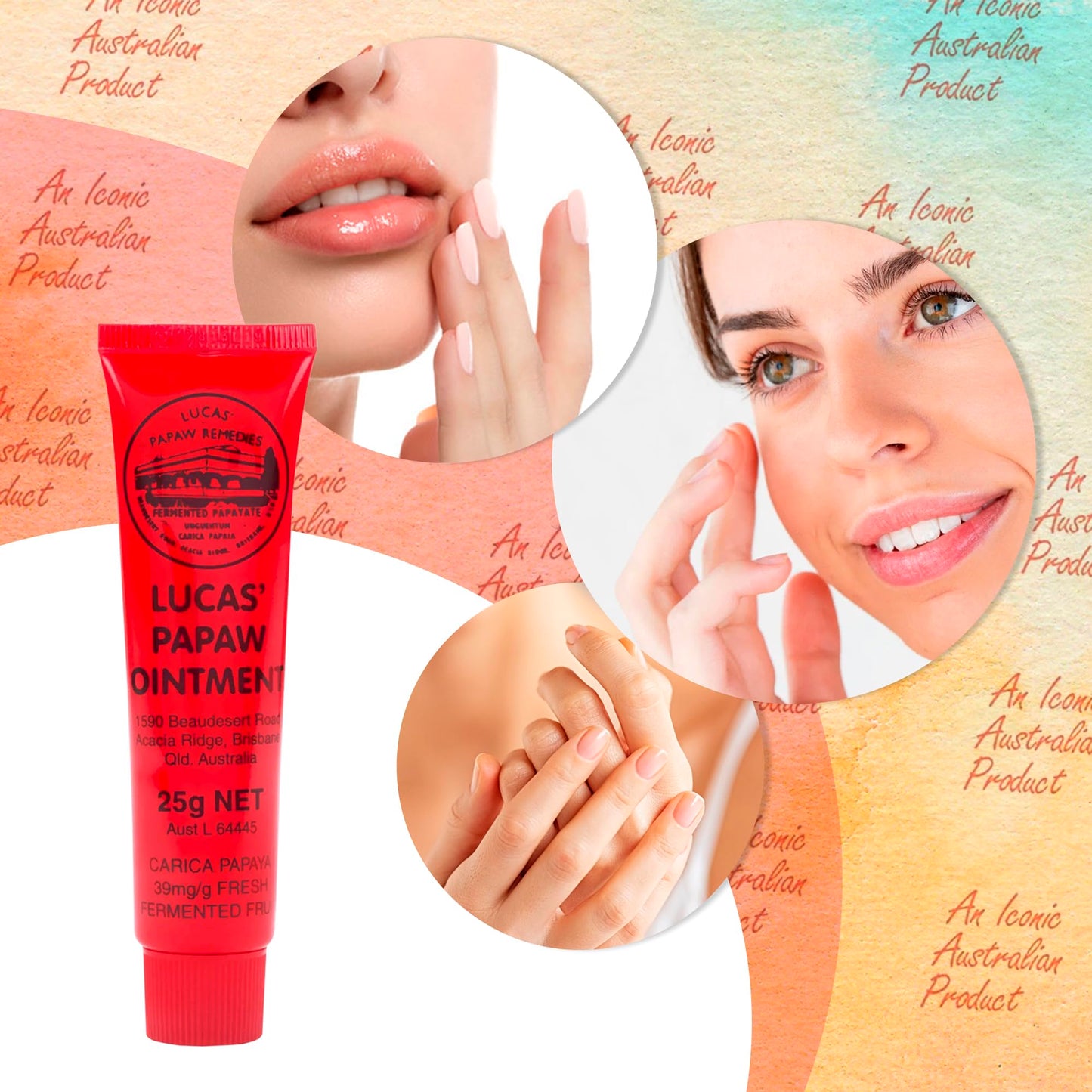 Lucas Pawpaw Lip Ointment, Lucas Pawpaw Cream, Lucas Pawpaw Ointment for Lips & Dry Skin (4x25g)