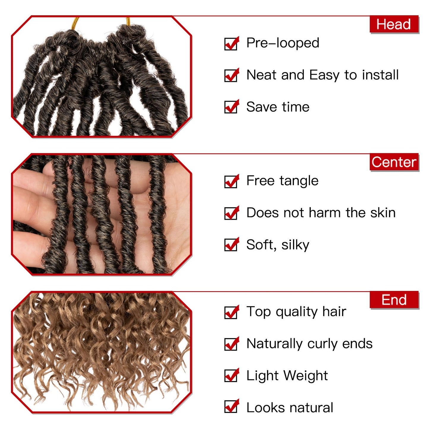 Xtrend 18 Inch New Faux Locs Crochet Braids With Curly Ends 7 Packs Soft Goddess Faux Locs Crochet Hair Natural Pre-looped Synthetic Crochet Braiding Hair for Women (12Strands/pack T27#)