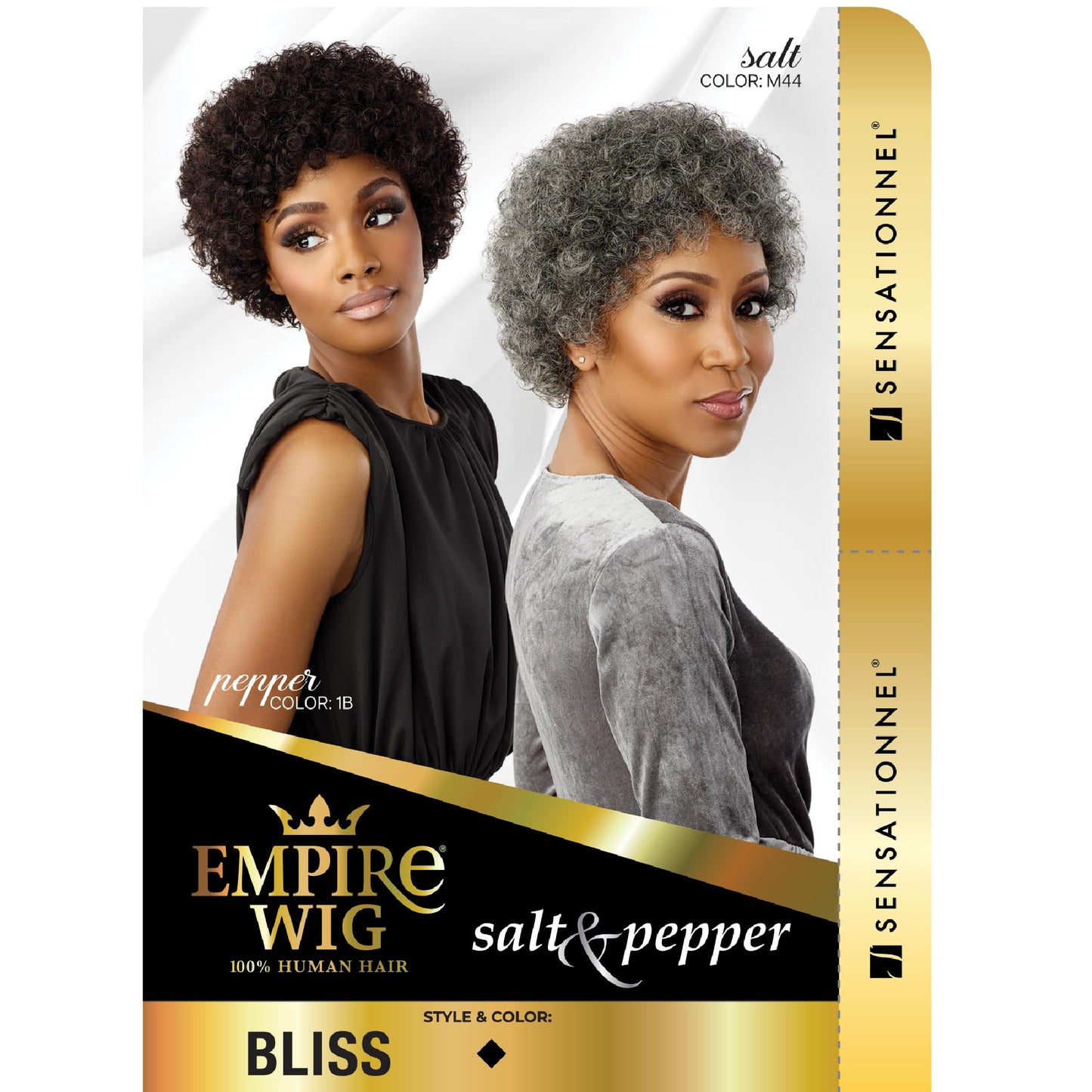 Sensationnel Empire Human Hair Wig - Salt And Pepper Bliss Contouring Mesh Cap Heat Safe (F1B/30)
