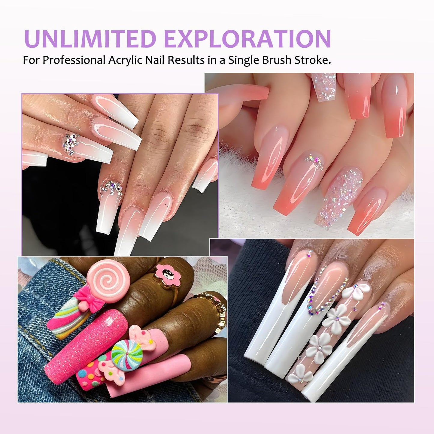 Acrylic Nail Brush Size 10-100% Kolinsky Nail Brushes for Acrylic Application - Acrylic Powder Brush for Nail Art - Nail Brush Acrylic for Professional Manicure DIY Home Salon (Gradient)