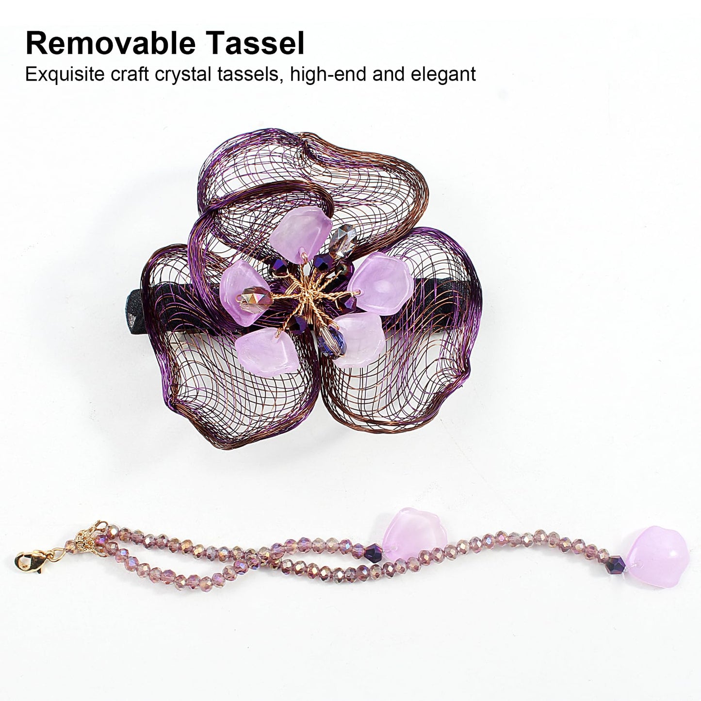 Mistofu 3.93Inch DIY Copper Wire Metal Hand-woven High-level design Barrettes Elegant Hair Accessories, Gifts for Women Girls (purple flower)