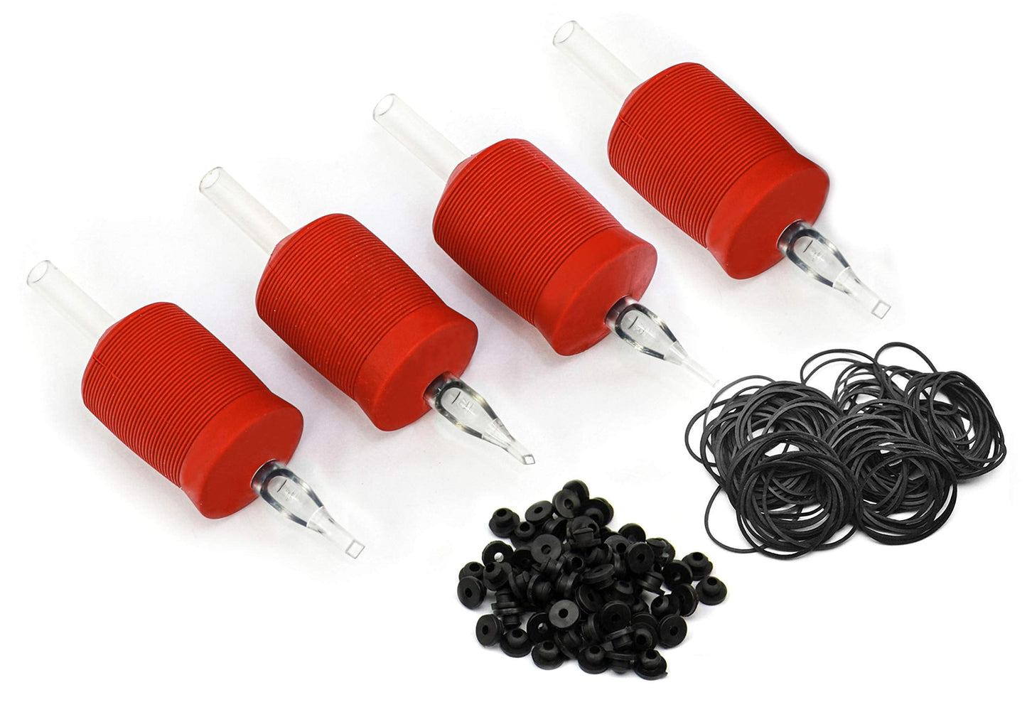 BEZTAT 30mm (6/5" Inch) Ultra Premium Clear Disposable Tubes w/Red Soft Silicone Grip- 15 Pack, Closed Flat Tip (9FT)