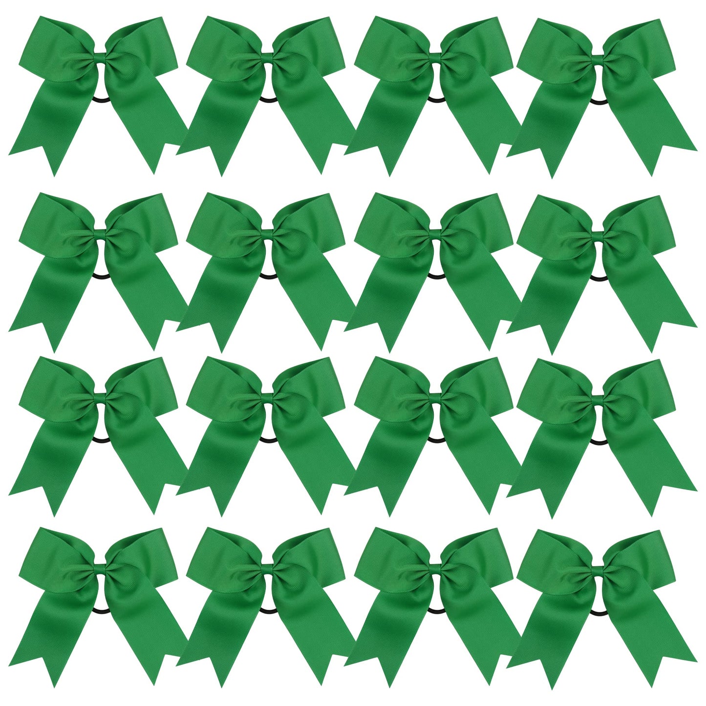 Cheer Bows 6 Inch Ponytail Holder Hair Tie 16 Pcs Hair Bow Cheerleader Bows Hair Tie (Green)