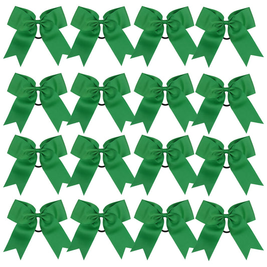 Cheer Bows 6 Inch Ponytail Holder Hair Tie 16 Pcs Hair Bow Cheerleader Bows Hair Tie (Green)