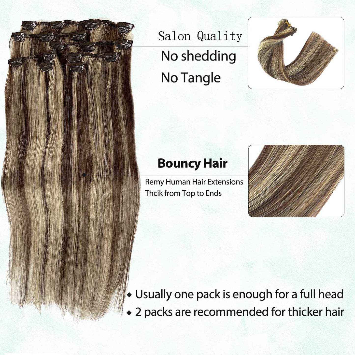 Valiilo Balayage Human Hair Extensions Clip in Remy Human Hair Brown Fading to Dirty Blonde Highlight Real Remy Hair Extensions Clip on Extensions 12inch for White Women 7pcs 70g, 2.4692 Ounce