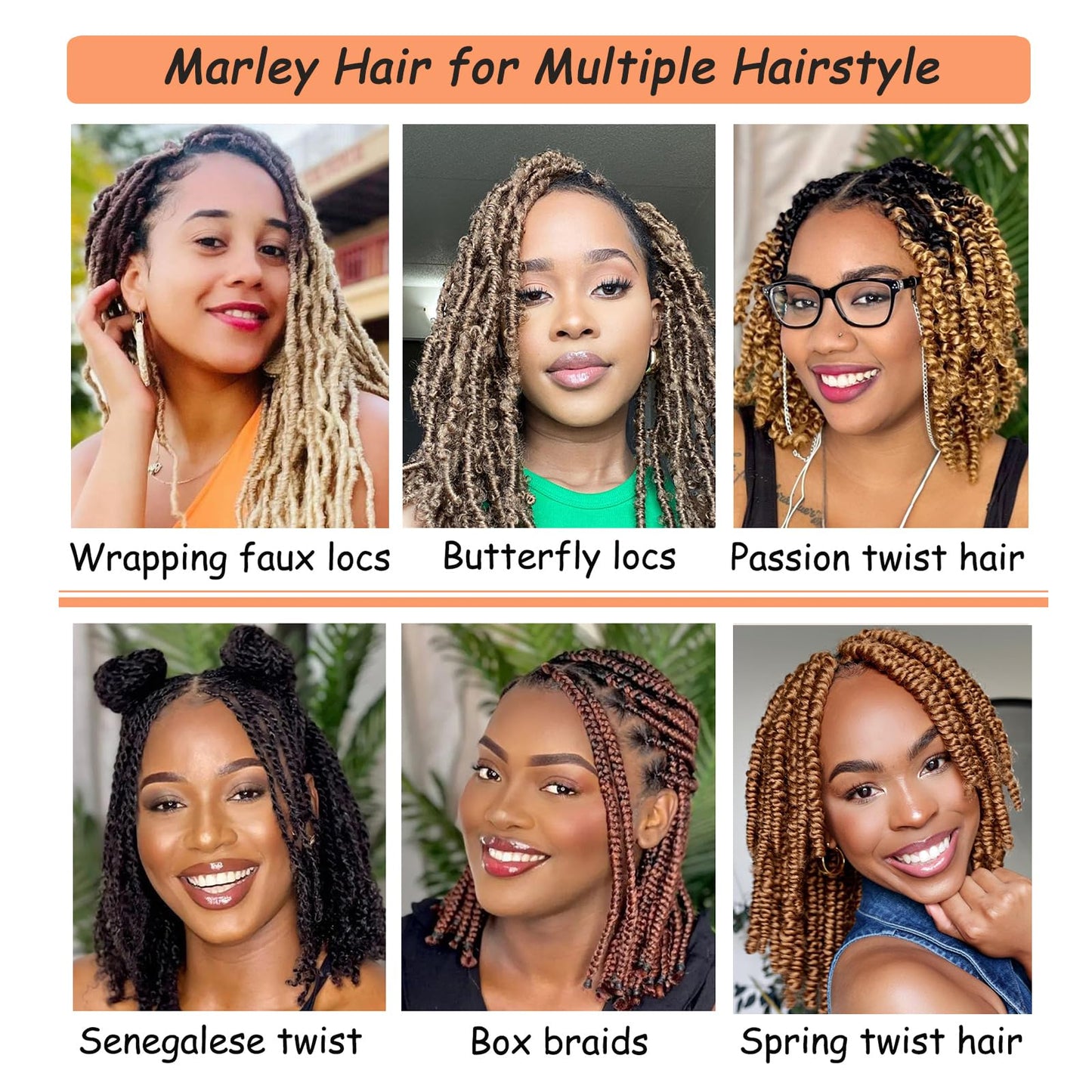 Marley Twist Braiding Hair 8 Inch Pre-Separated Springy Afro Twist Hair Kinky Twist Crochet Hair Braids for Distressed Soft Locs Spring Twist Hair for Black Women (2#, 8 Inch(Pack of 3))