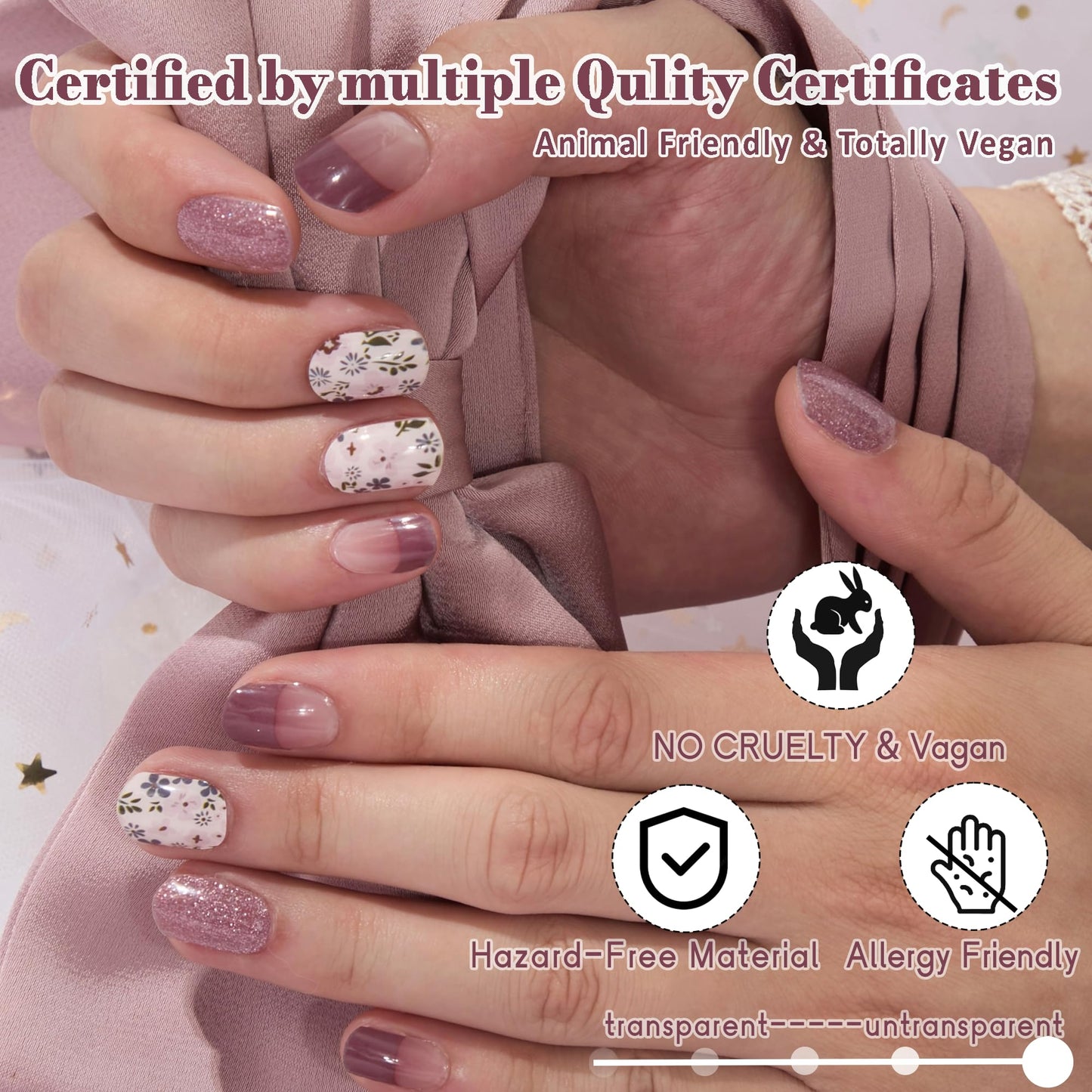 GelMala Gel Nail Strips Floral French Tip Fall Nail Art Design, Long Lasting, Easy to Apply&Remove - Gel Strips French Nail Wraps, Easy for Beginners (Elegant Autumn)