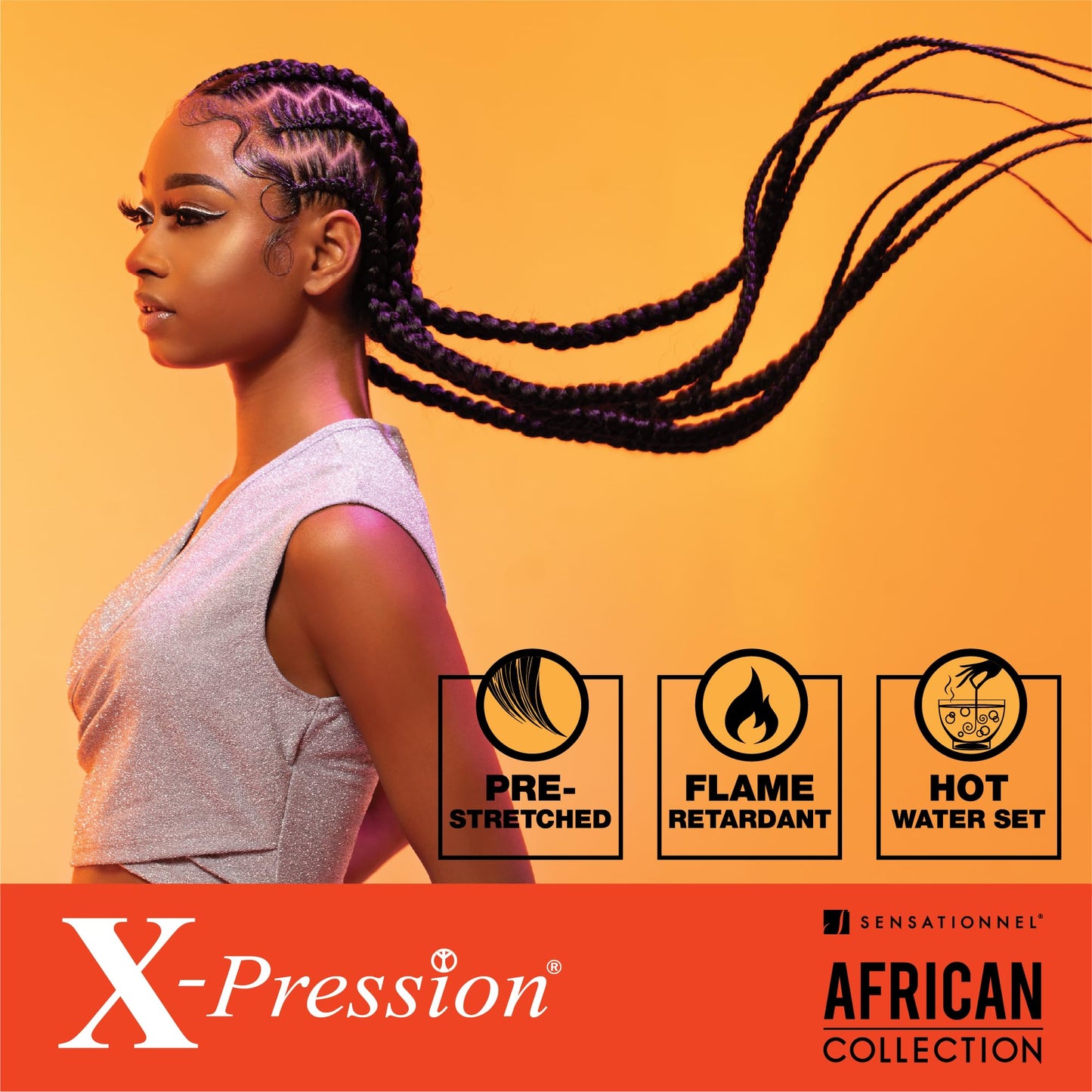 Sensationnel X-pression prestretched braiding hair - 3x braid 58 inch all kanekalon flame retardant synthetic braid for box braids and twists (1 pack, 613/BLUSHPINK/NPINK)