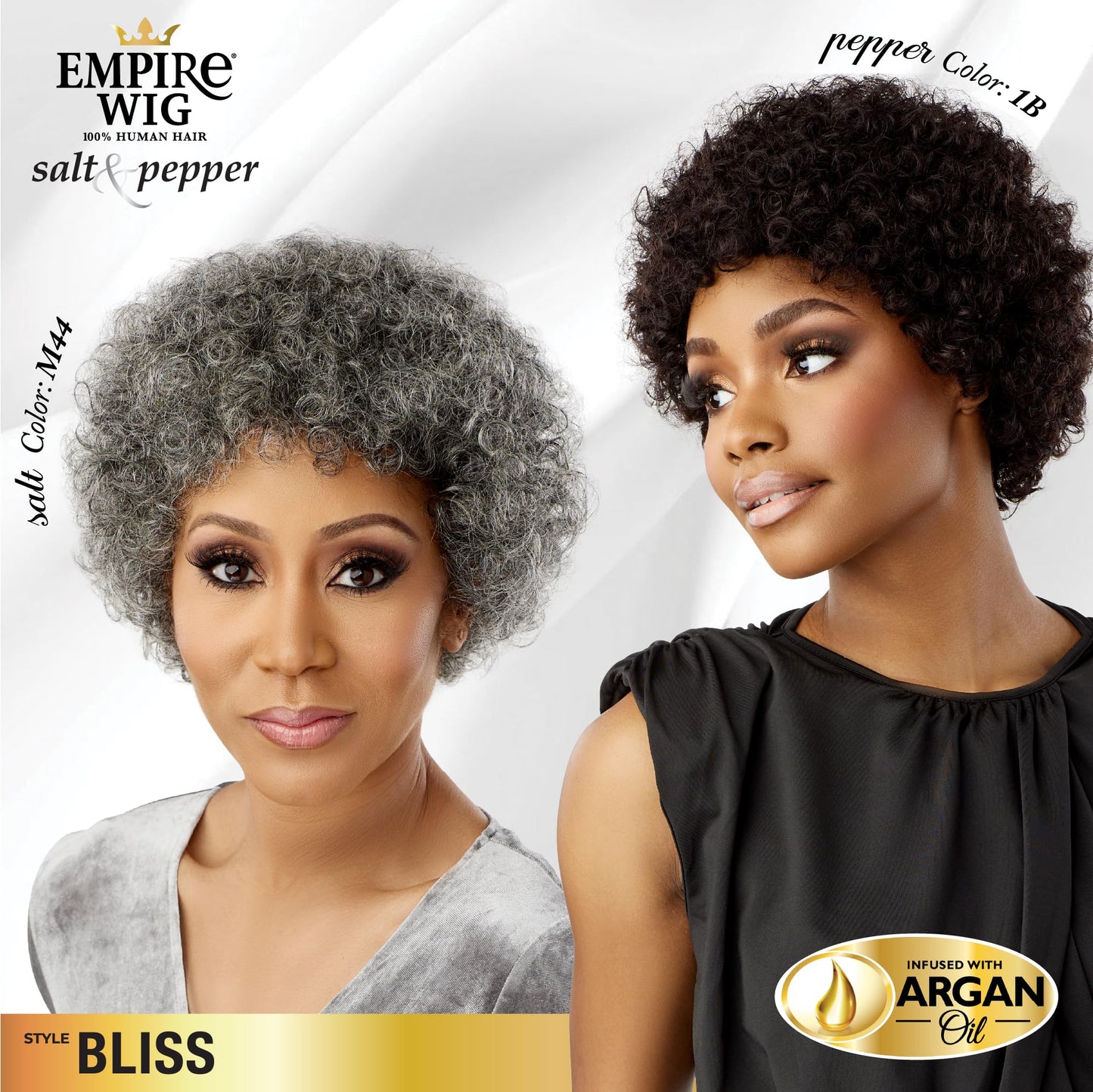 Sensationnel Empire Human Hair Wig - Salt And Pepper Bliss Contouring Mesh Cap Heat Safe (F1B/30)