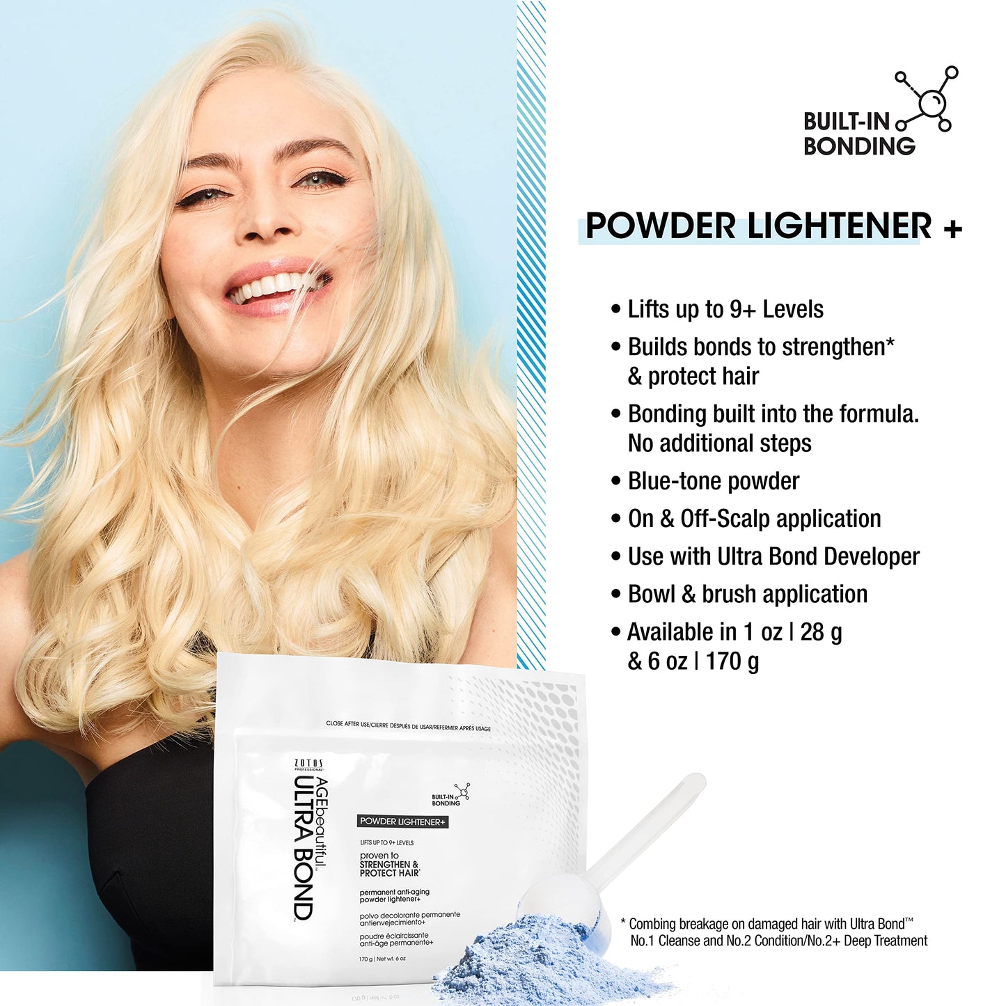 AGE beautiful Permanent Powder Hair Lightener with Ultra Bond Building | Strengthens, Protects & Nourishes | Lifts up to 9+ Levels | For Lightening & Highlights | 6 Oz
