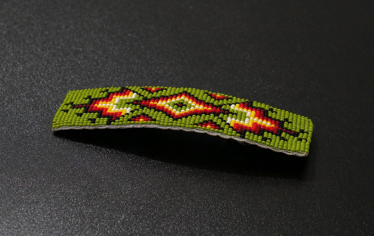 Beaded Hair Clips Native American Style Handmade Collection (Green With Earring)