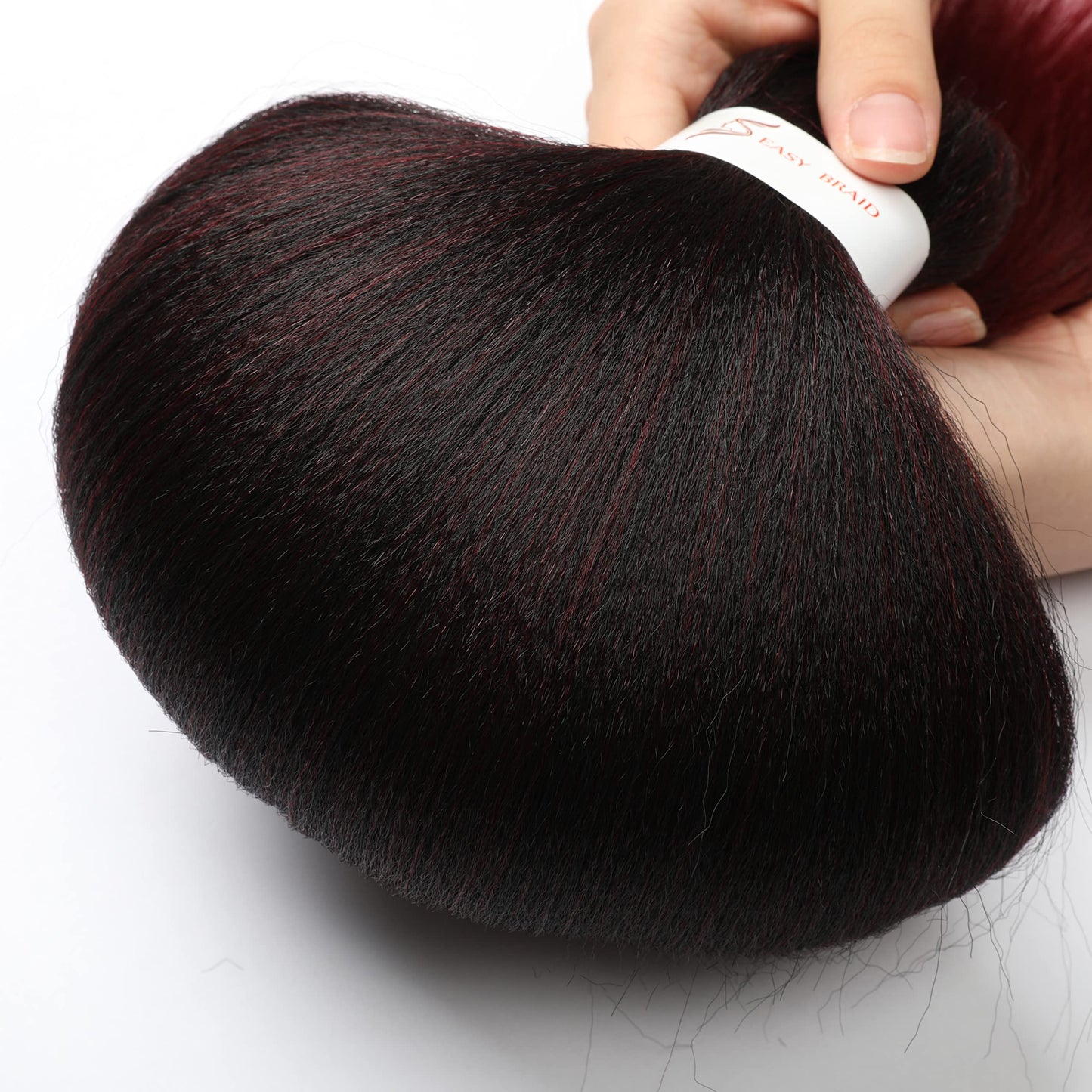 Pre-Stretched Braiding Hair Extension Ombre Black to Burgundy Professional Crochet Braiding Hair 26 Inch 8 Packs Hot Water Setting Perm Yaki Synthetic Hair For Twist Braids (26inch,#1B/Bug)