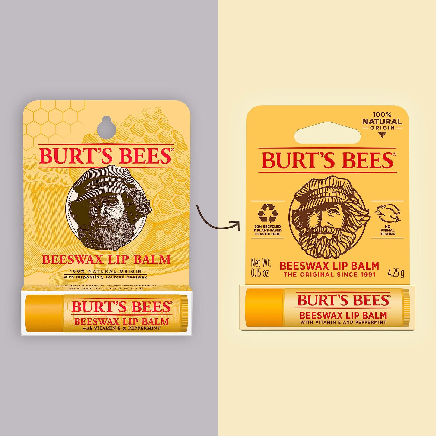 Burt's Bees Beeswax Lip Balm, Lip Moisturizer With Responsibly Sourced Beeswax, Tint-Free, Natural Conditioning Lip Treatment, 1 Tube, 0.15 oz.