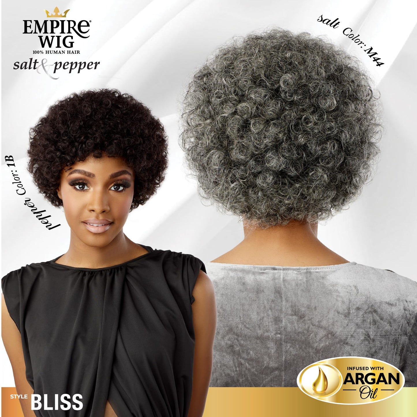 Sensationnel Empire Human Hair Wig - Salt And Pepper Bliss Contouring Mesh Cap Heat Safe (F1B/30)