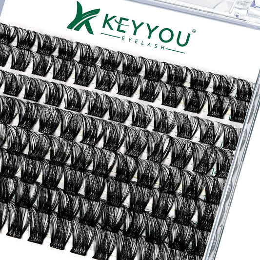 Lash Clusters 96pcs Individual Lashes Y01 D Curl 8-18MIX Cluster Lashes KEYYOU Volume Wispy Lash Extension Soft&Comfortable Easy DIY at Home(Y01,D-8-18MIX)